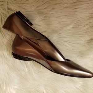 Aquatalia: Gunmetal Silver Metallic Flats